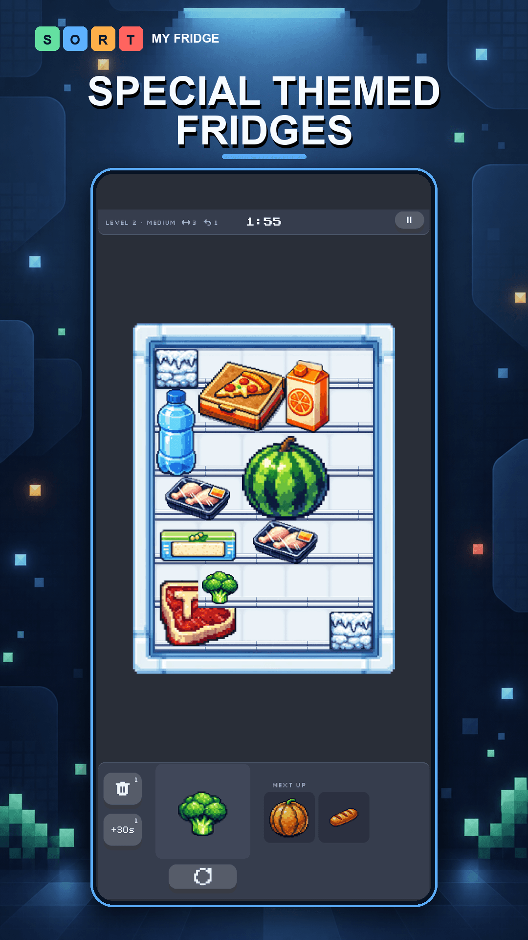 A special themed fridge packed with colourful groceries
